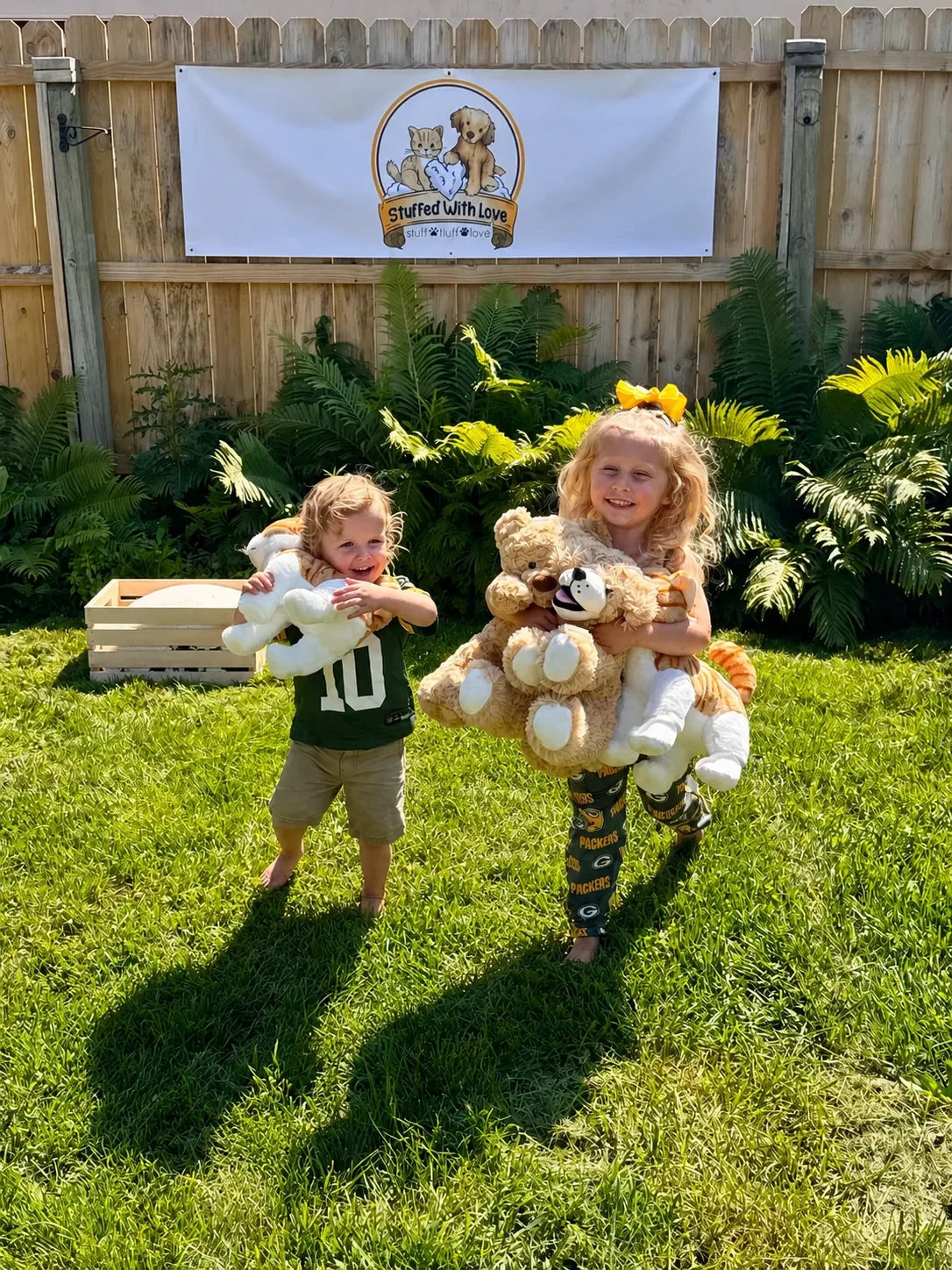 Children making stuffed animals